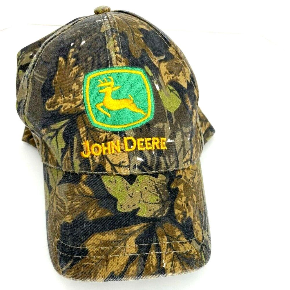John Deere Camo Hunting Hat Adjustable‎ Strap Back Deer Logo Realtree Mossy Oak
